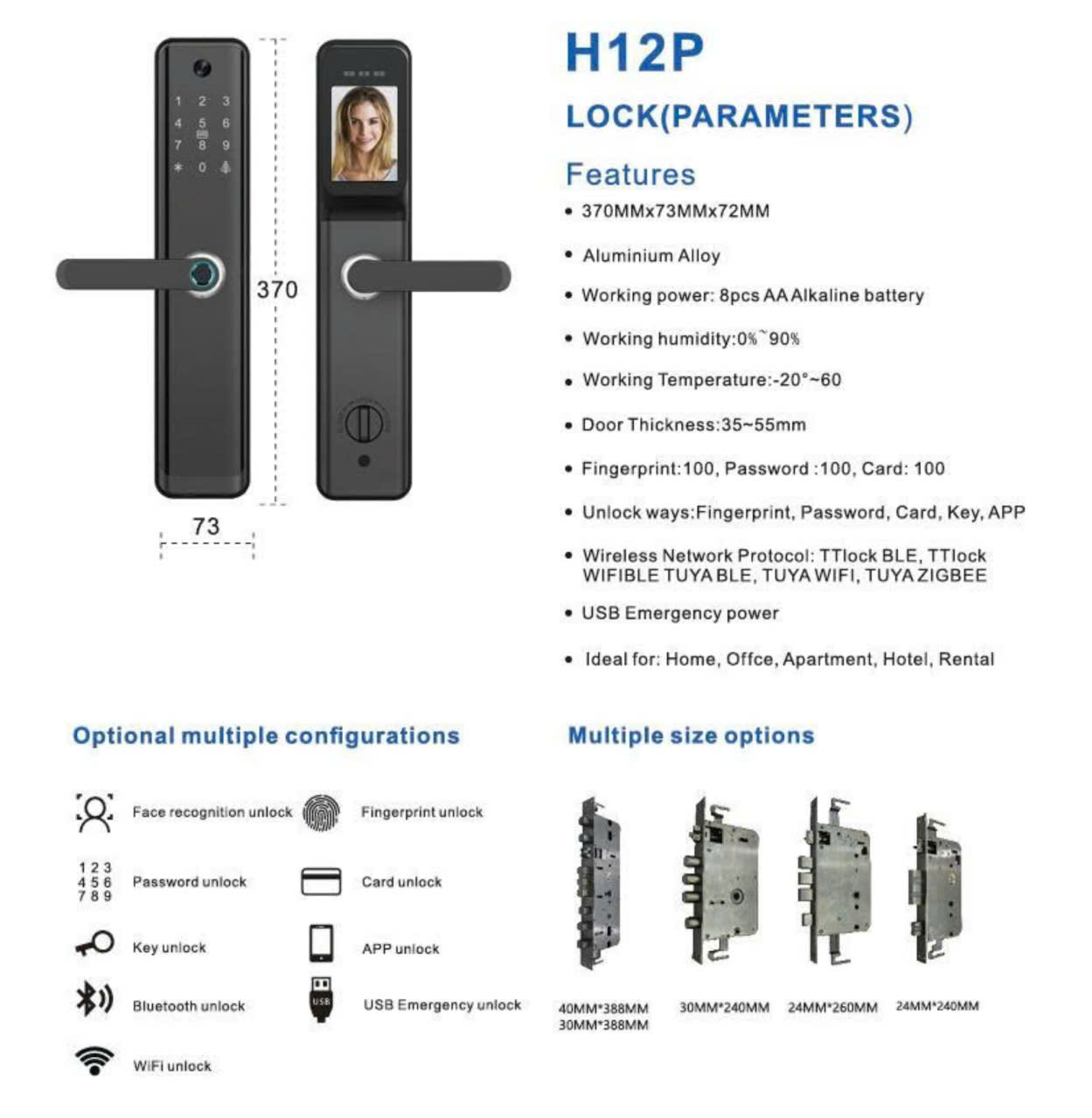 Khóa thông minh cửa gỗ H12P có faceID - Image 4